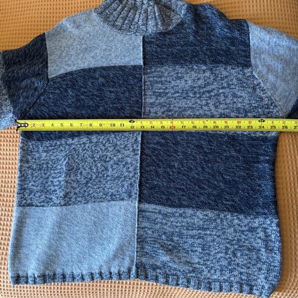 Vintage Patchwork Blue Colorblock Knit Sweater | Dressbarn Woman Plus 18/20/XXL - Picture 5 of 15